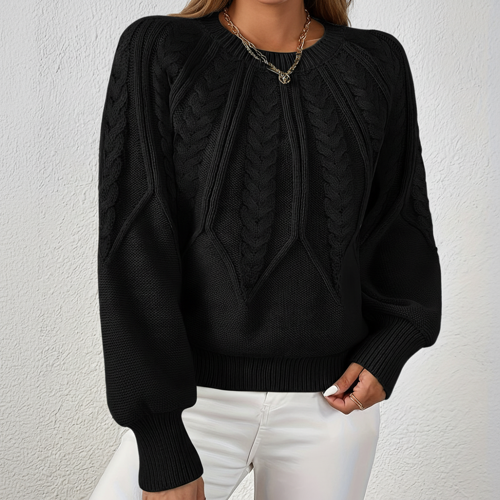 Pull violet torsadé à manches bouffantes