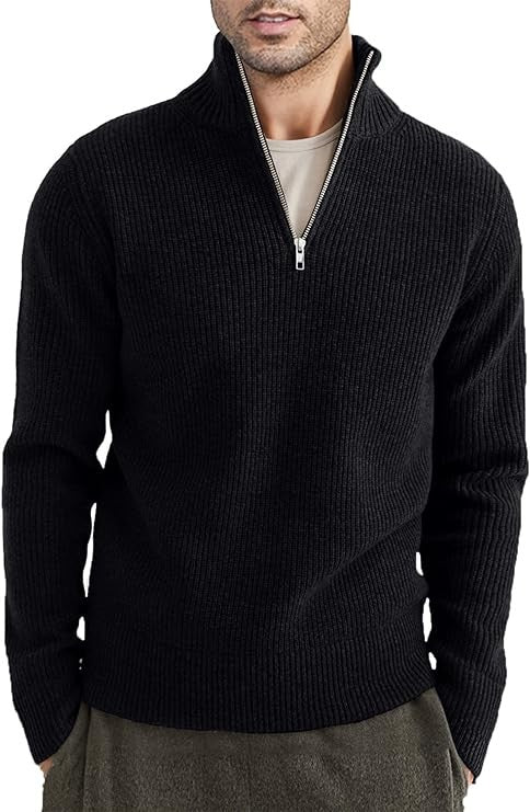 Pull zippé habillé pour homme en mélange de coton, design italien