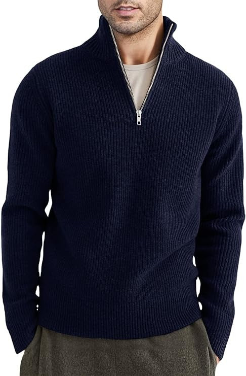 Pull zippé habillé pour homme en mélange de coton, design italien