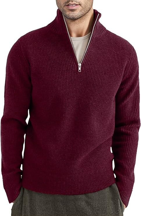 Pull zippé habillé pour homme en mélange de coton, design italien