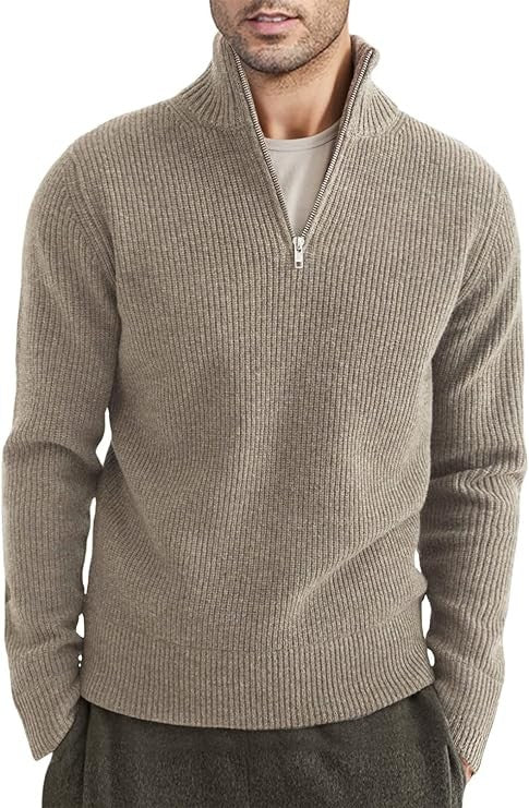 Pull zippé habillé pour homme en mélange de coton, design italien