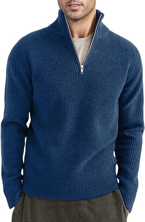 Pull zippé habillé pour homme en mélange de coton, design italien
