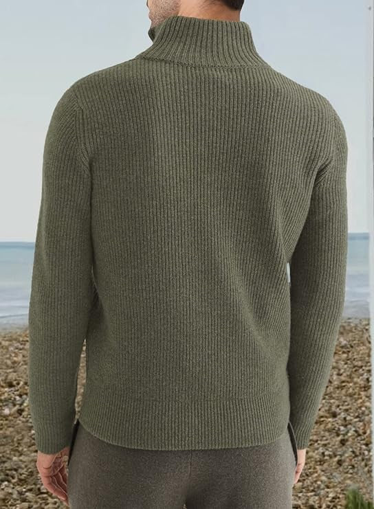 Pull zippé habillé pour homme en mélange de coton, design italien