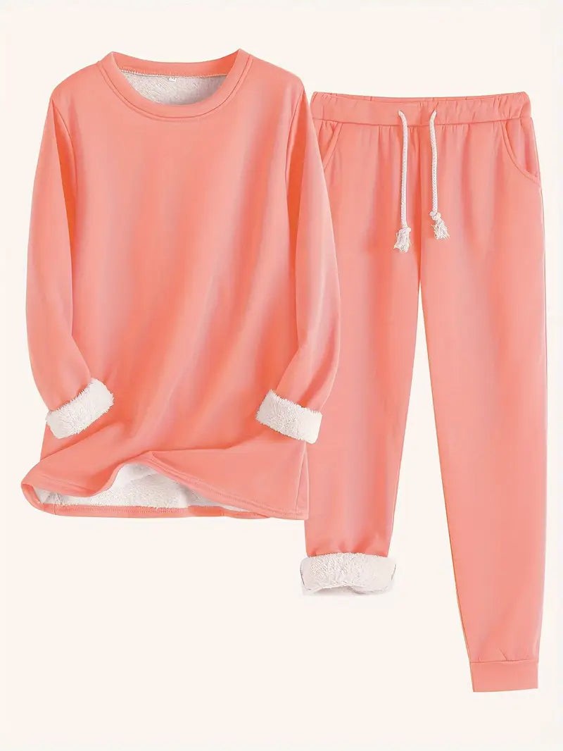 Pyjama deux pièces en coton pour femme, Ensemble détente confortable