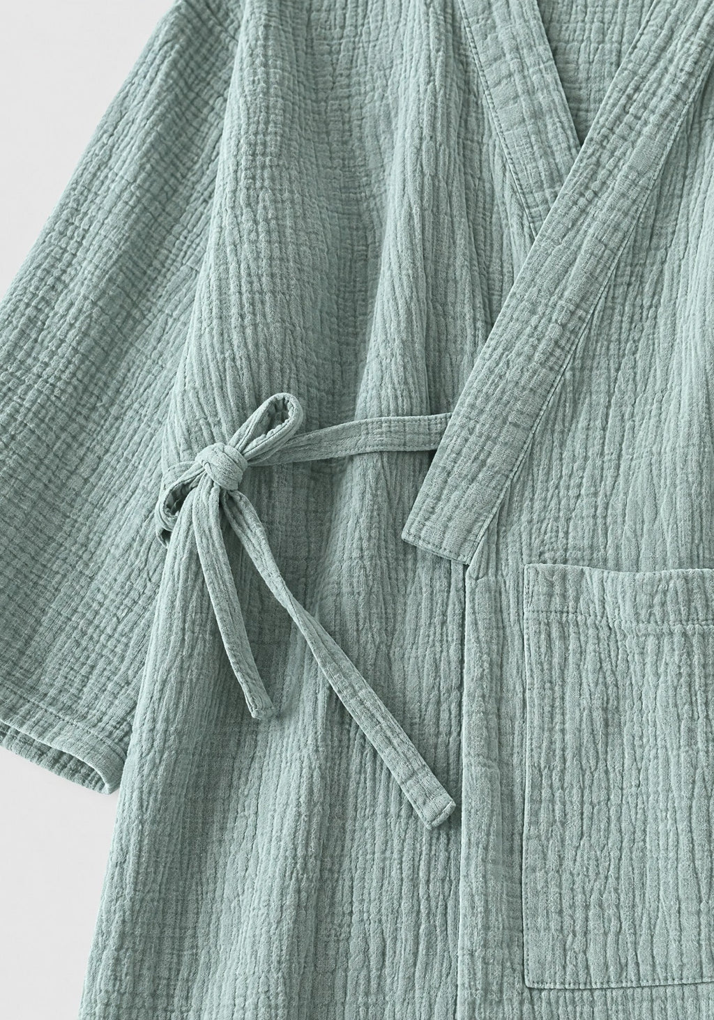 Pyjama japonais vert sauge en gaze de coton pour femme