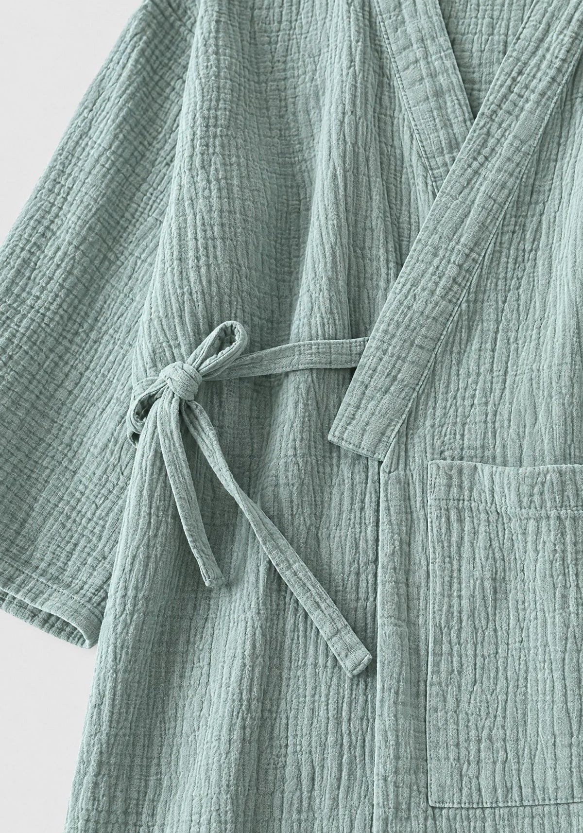 Pyjama japonais vert sauge en gaze de coton pour femme