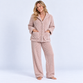 Pyjama long en flanelle épaisse unie pour femme
