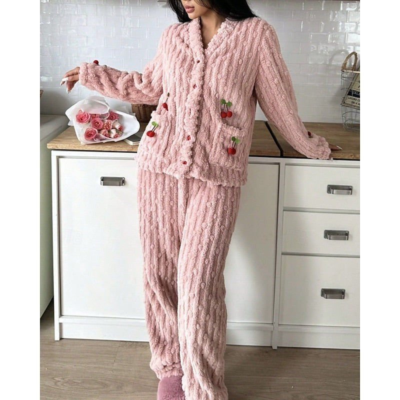 Pyjama polaire femme deux pièces, Ensemble de détente en polaire