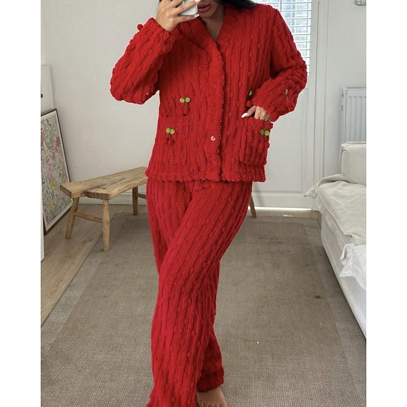 Pyjama polaire femme deux pièces, Ensemble de détente en polaire