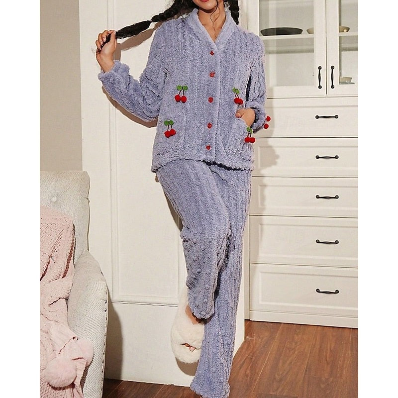 Pyjama polaire femme deux pièces, Ensemble de détente en polaire