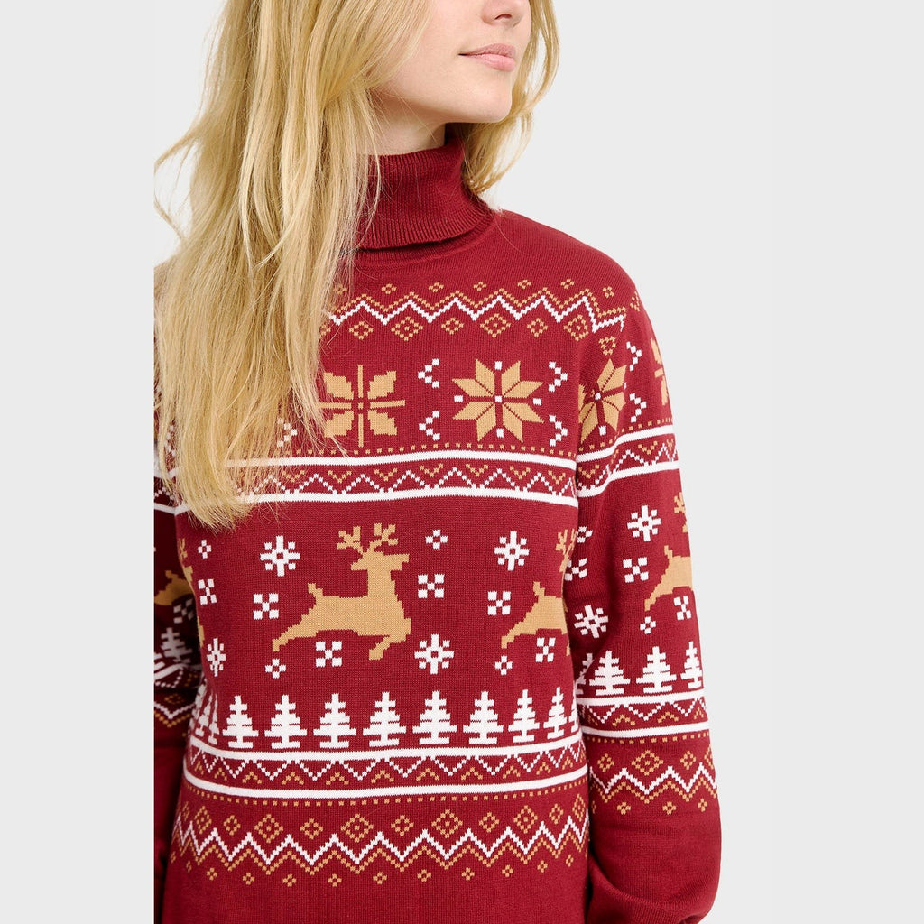 Robe pull de Noël à col roulé pour femme