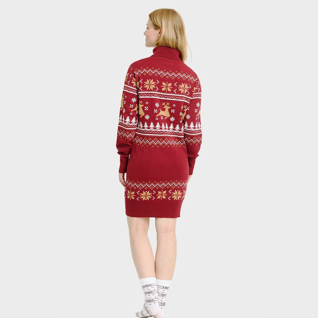 Robe pull de Noël à col roulé pour femme