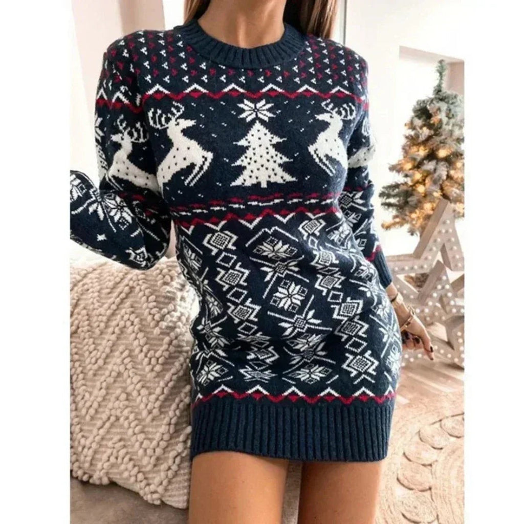 Robe pull de Noël chaude pour femme, Robe d'hiver