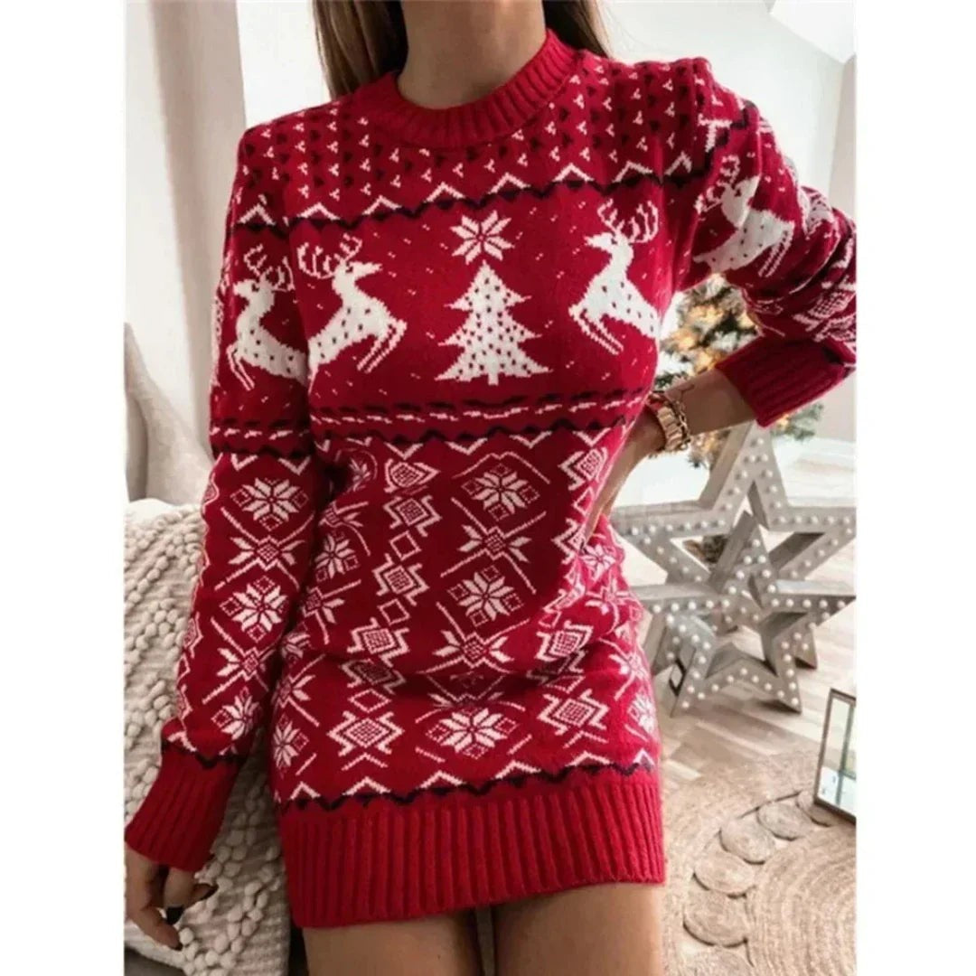 Robe pull de Noël chaude pour femme, Robe d'hiver