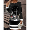 Robe pull de Noël pour femme en maille à motif bonhomme de neige, Coupe ample
