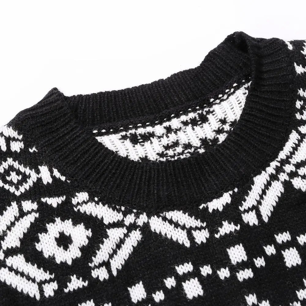 Robe pull Fair Isle à imprimé renne pour femme, Robe de Noël