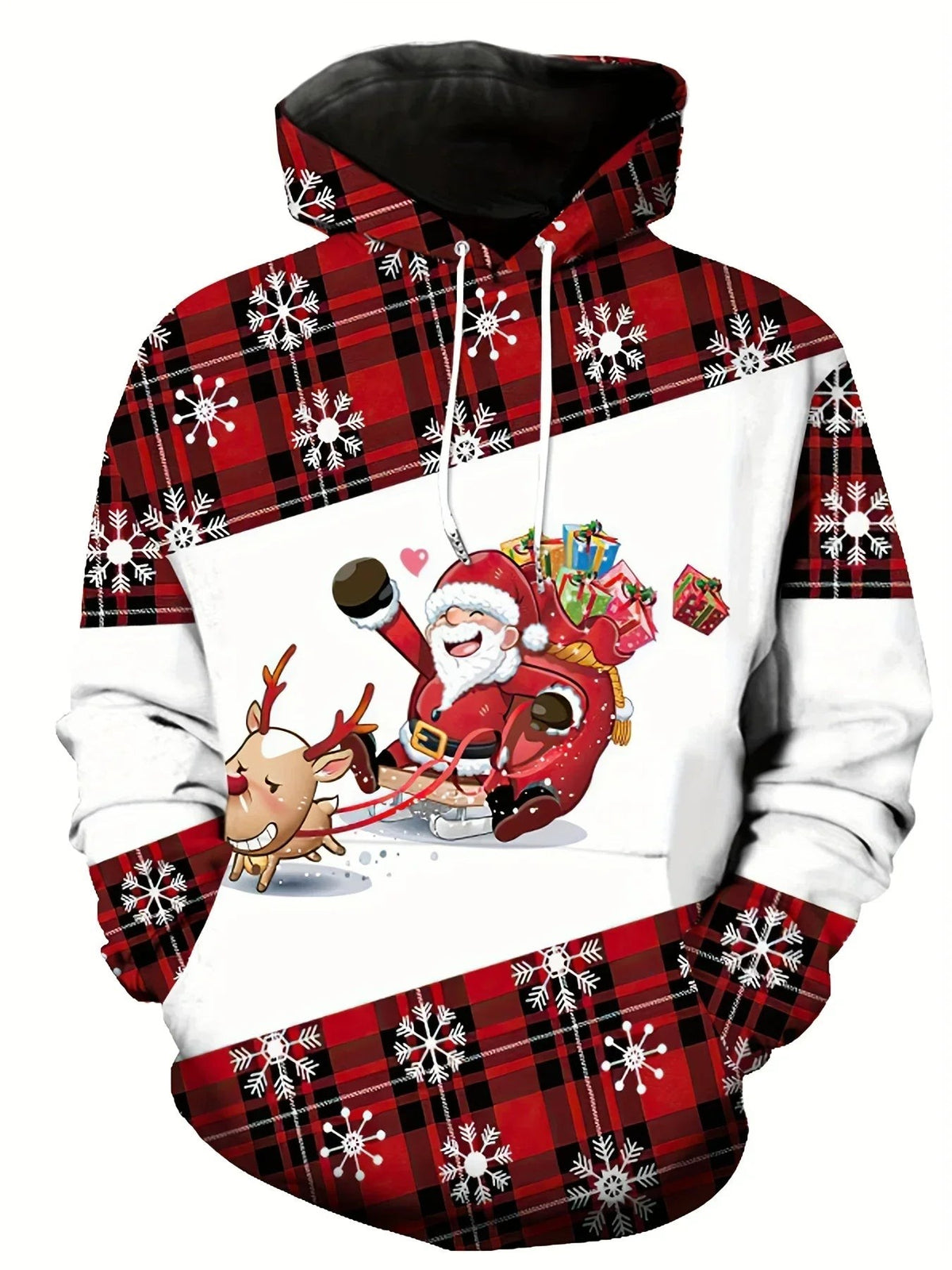 Sweat à capuche à imprimé de Noël pour homme, Pull chaud et moderne