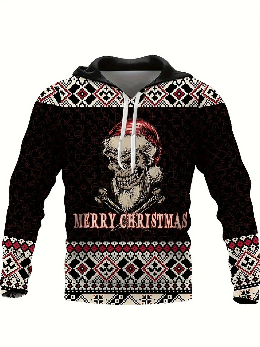 Sweat à capuche à imprimé de Noël pour homme, Pull chaud et moderne