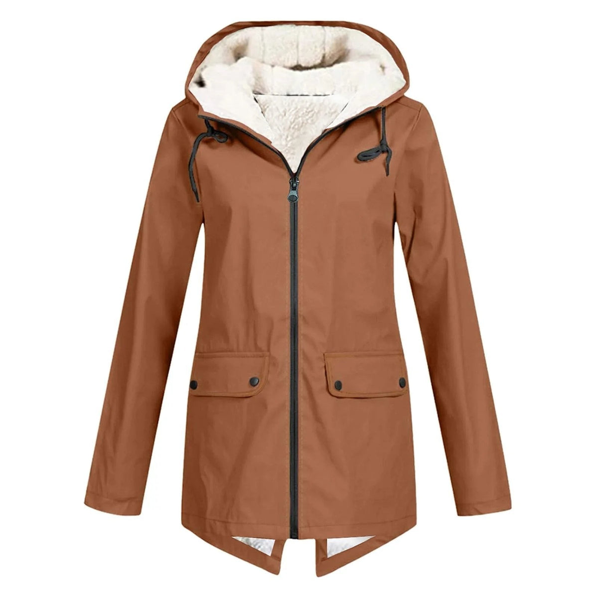 Trench-coat imperméable à capuche pour femme, moderne et résistant aux intempéries