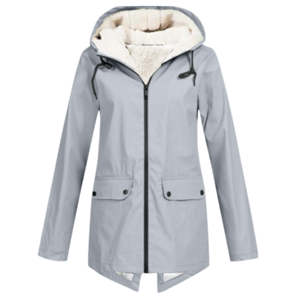 Trench-coat imperméable à capuche pour femme, moderne et résistant aux intempéries