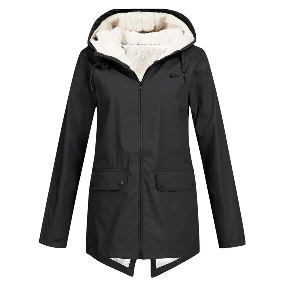 Trench-coat imperméable à capuche pour femme, moderne et résistant aux intempéries
