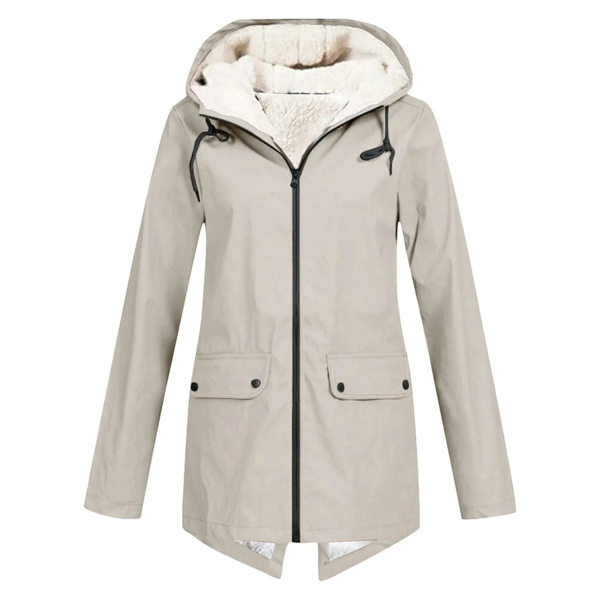 Trench-coat imperméable à capuche pour femme, moderne et résistant aux intempéries