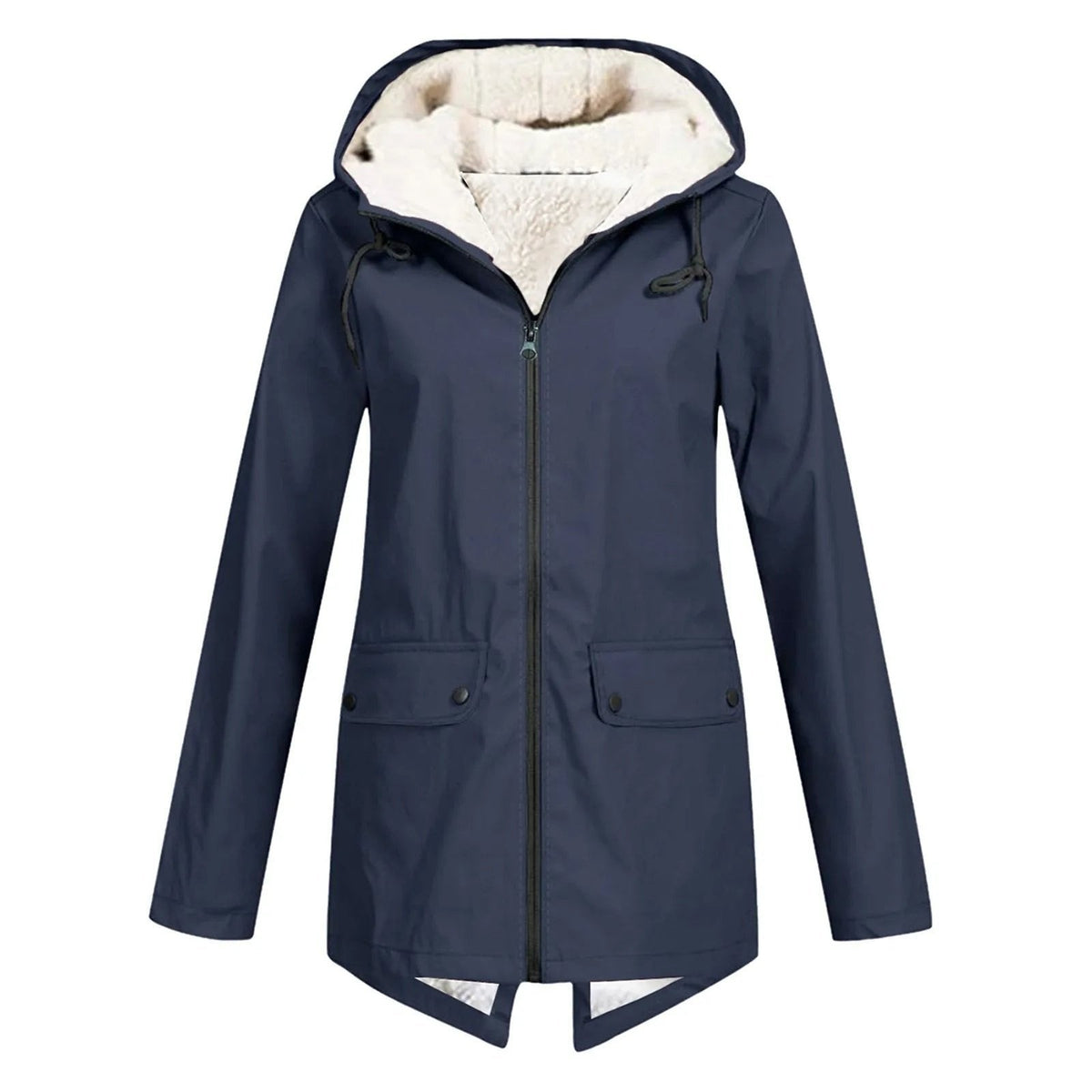 Trench-coat imperméable à capuche pour femme, moderne et résistant aux intempéries