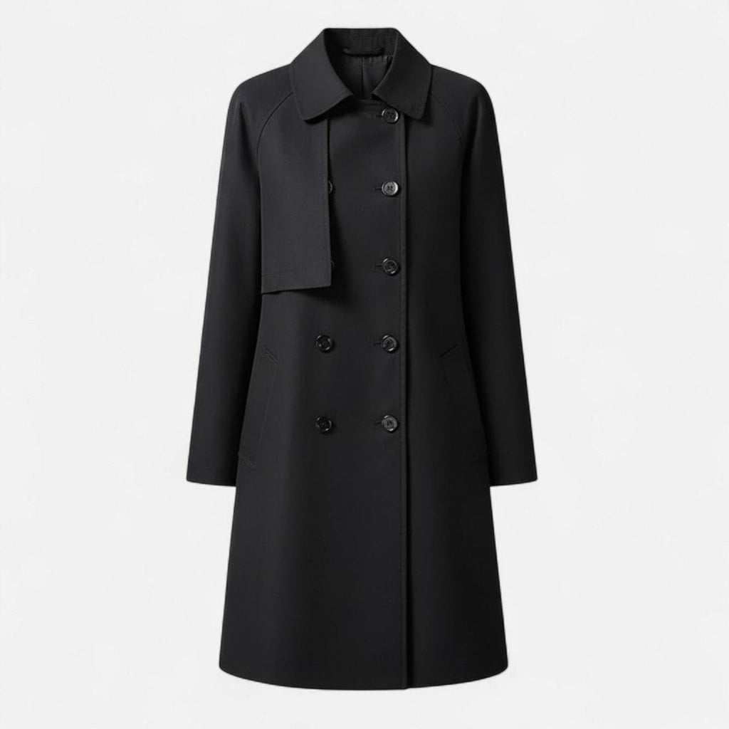 Trench-coat mi-long femme noir classique et élégant