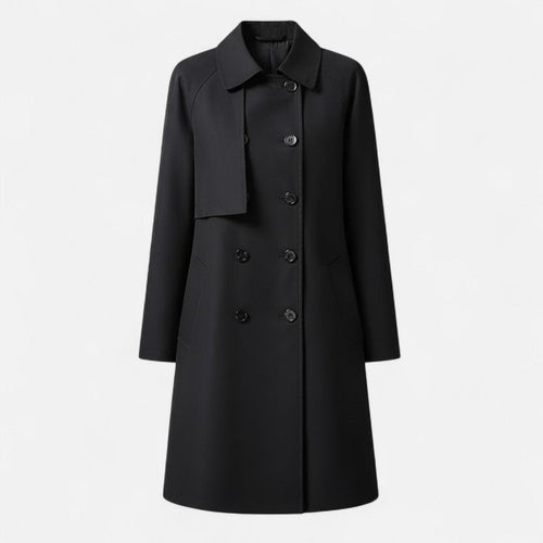 Trench-coat mi-long femme noir classique et élégant