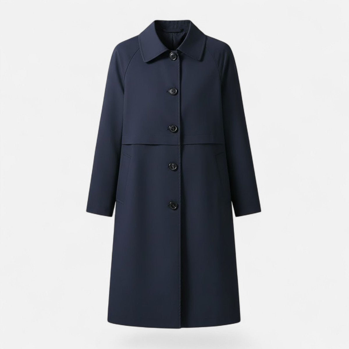 Trench-coat mi-long femme noir classique et élégant