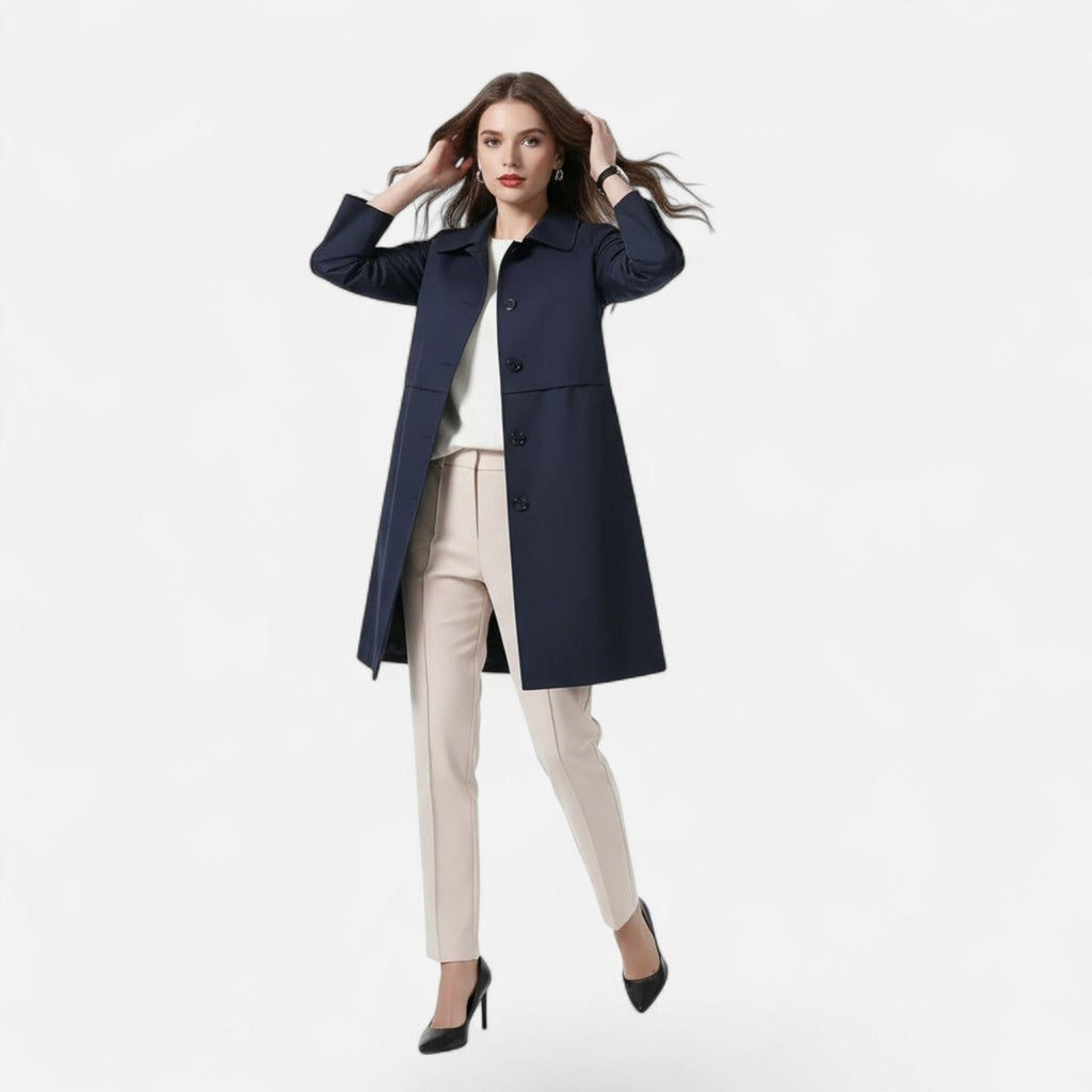 Trench-coat mi-long femme noir classique et élégant
