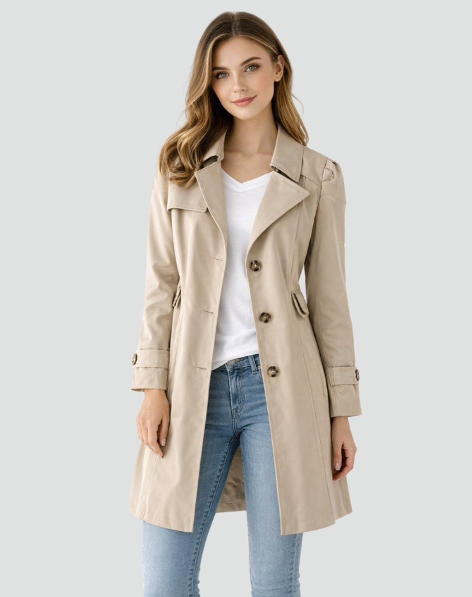 Trench-coat midi femme noir moderne et élégant