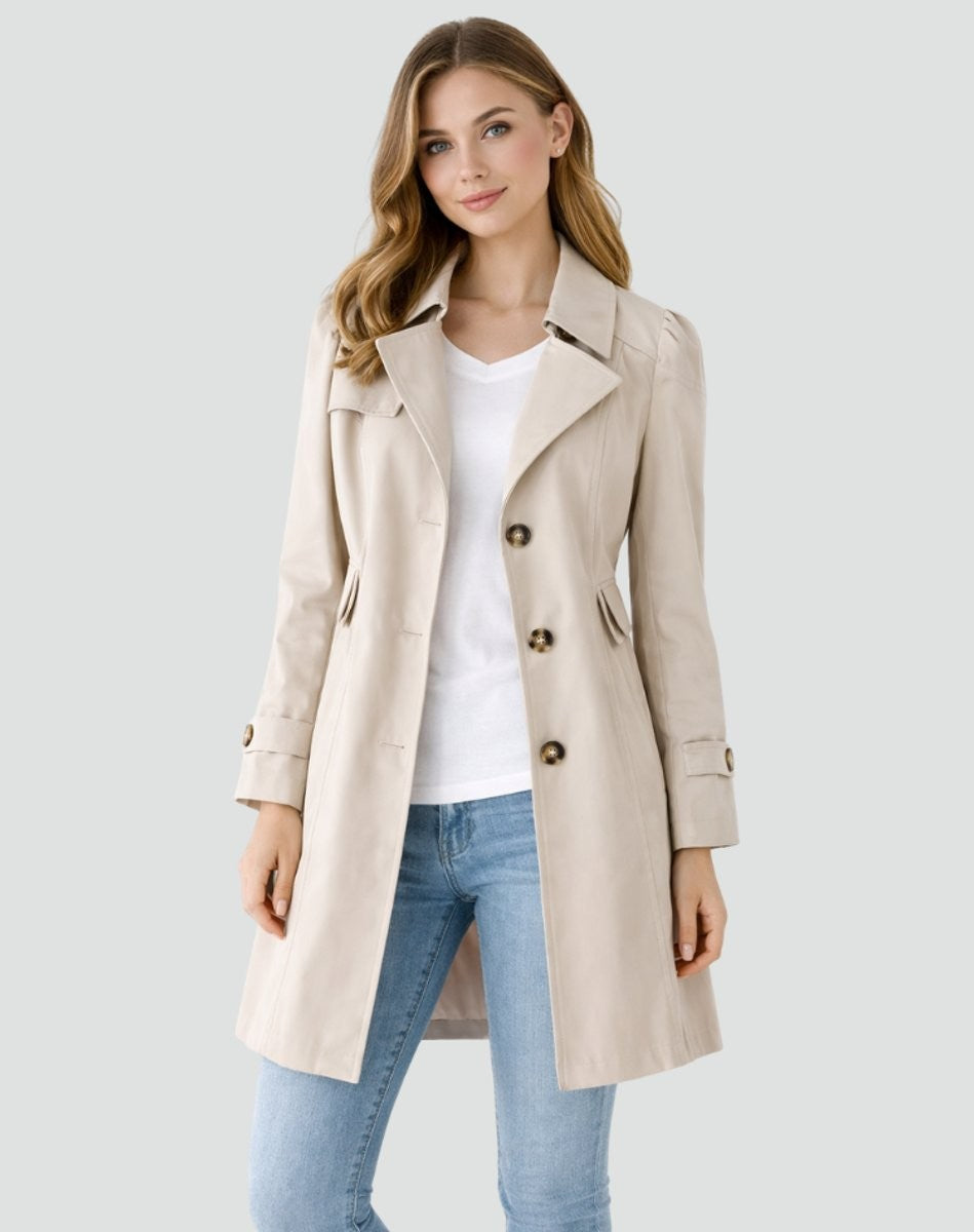 Trench-coat midi femme noir moderne et élégant