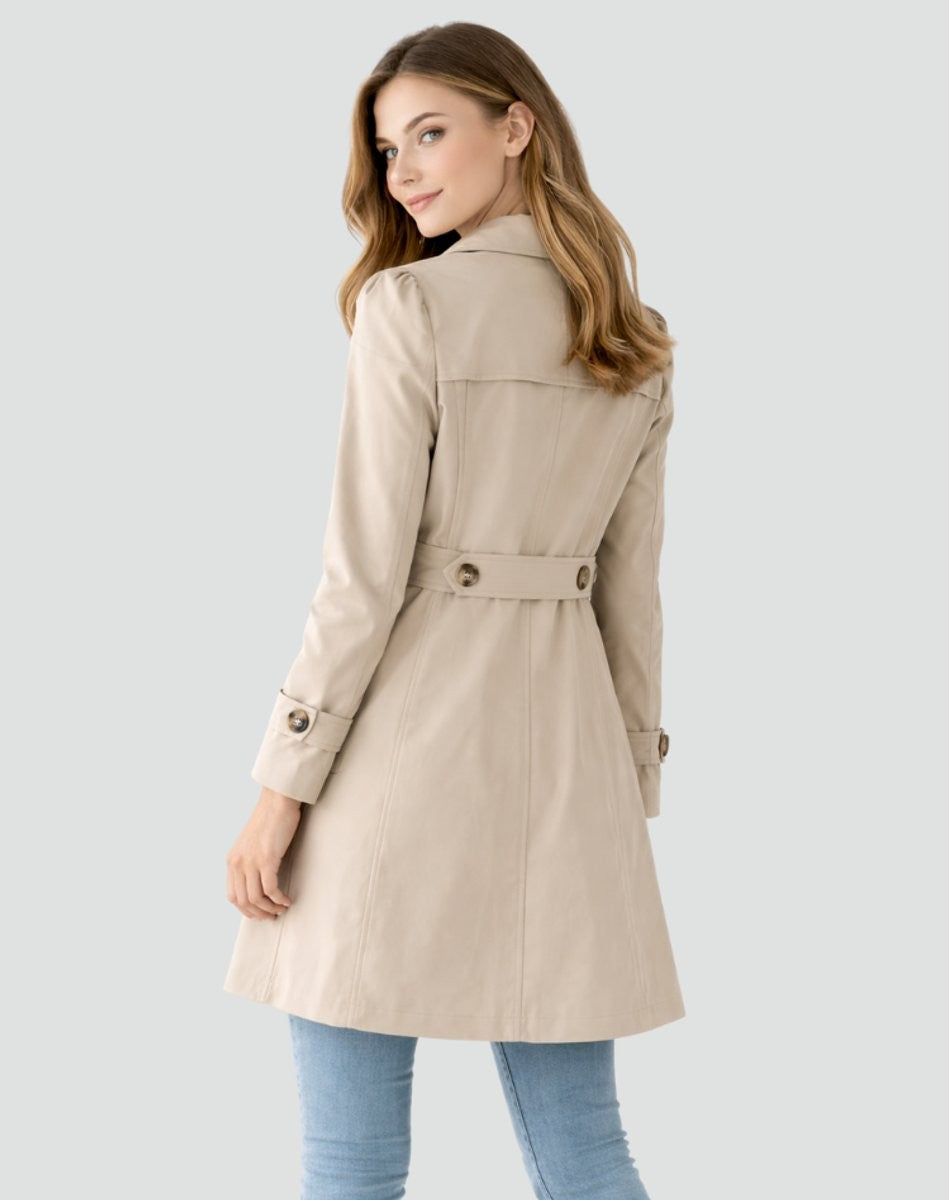 Trench-coat midi femme noir moderne et élégant