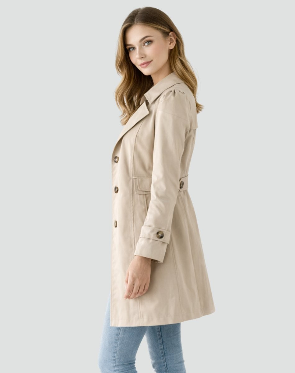 Trench-coat midi femme noir moderne et élégant