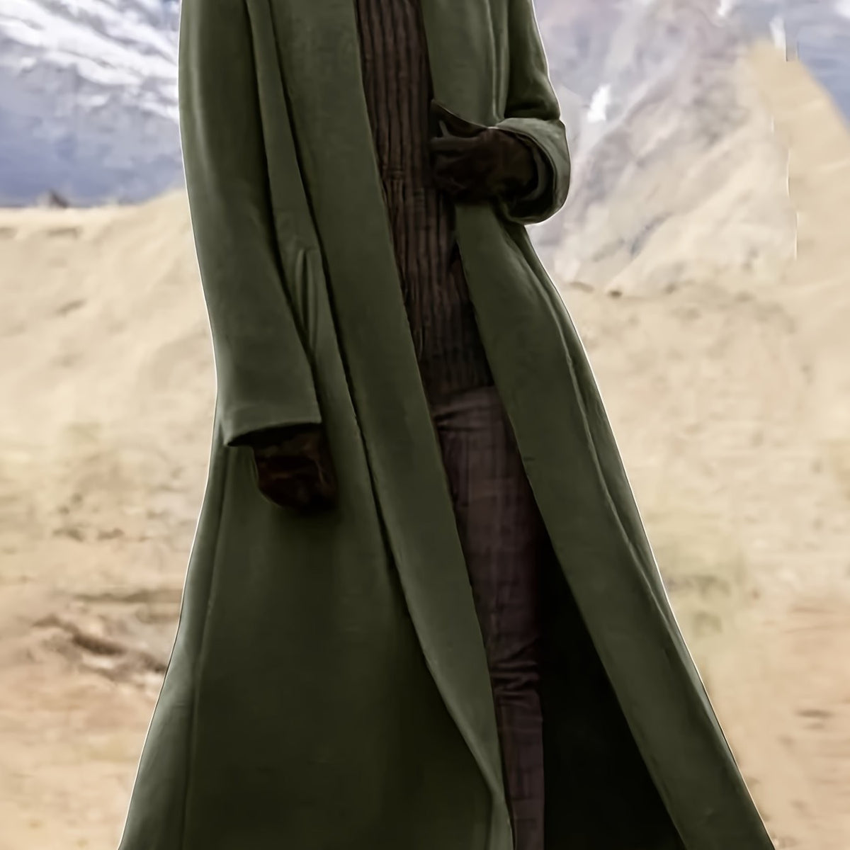 Trench long fluide et élégant, manteau oversize pour femme