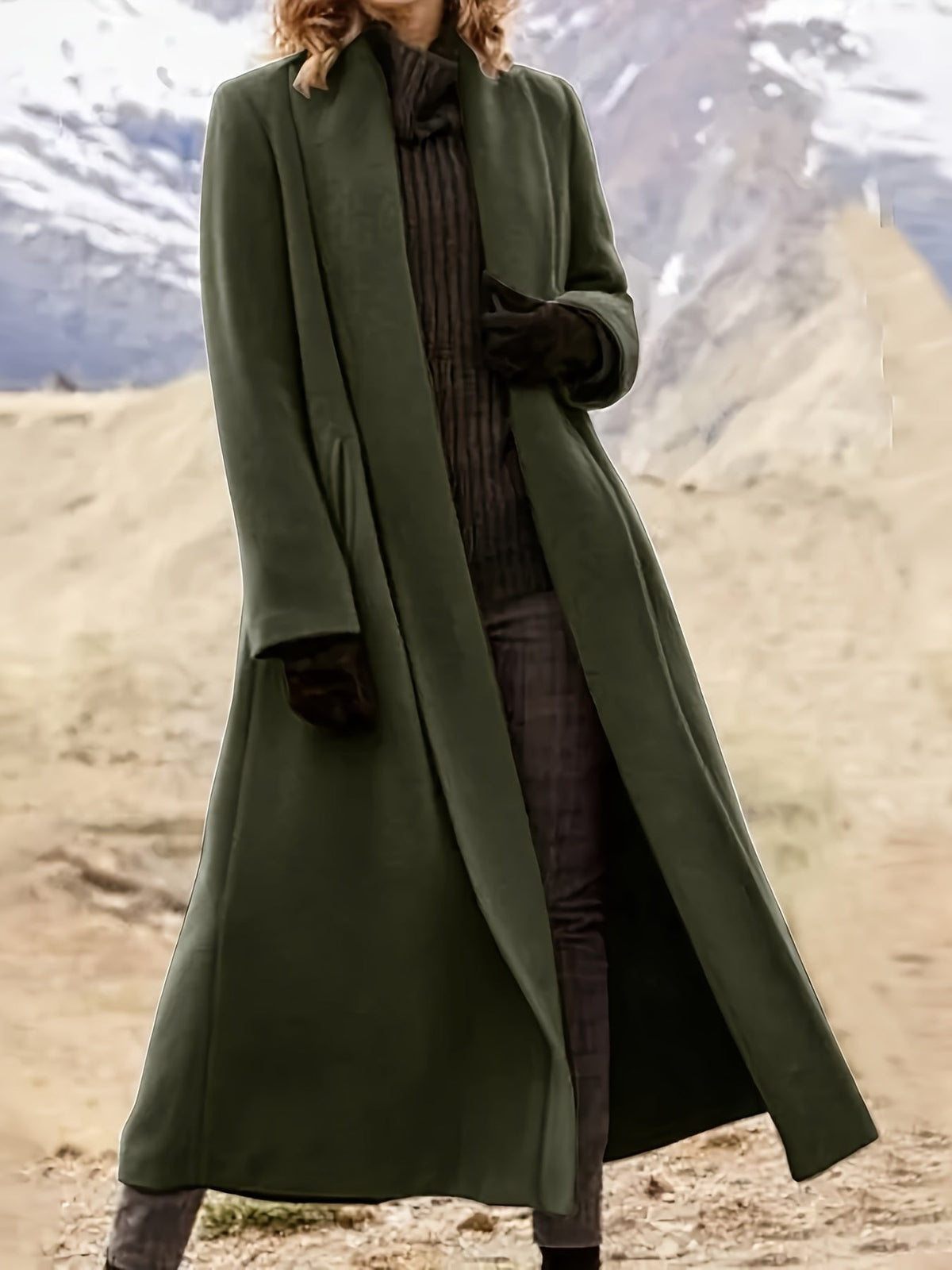 Trench long fluide et élégant, manteau oversize pour femme