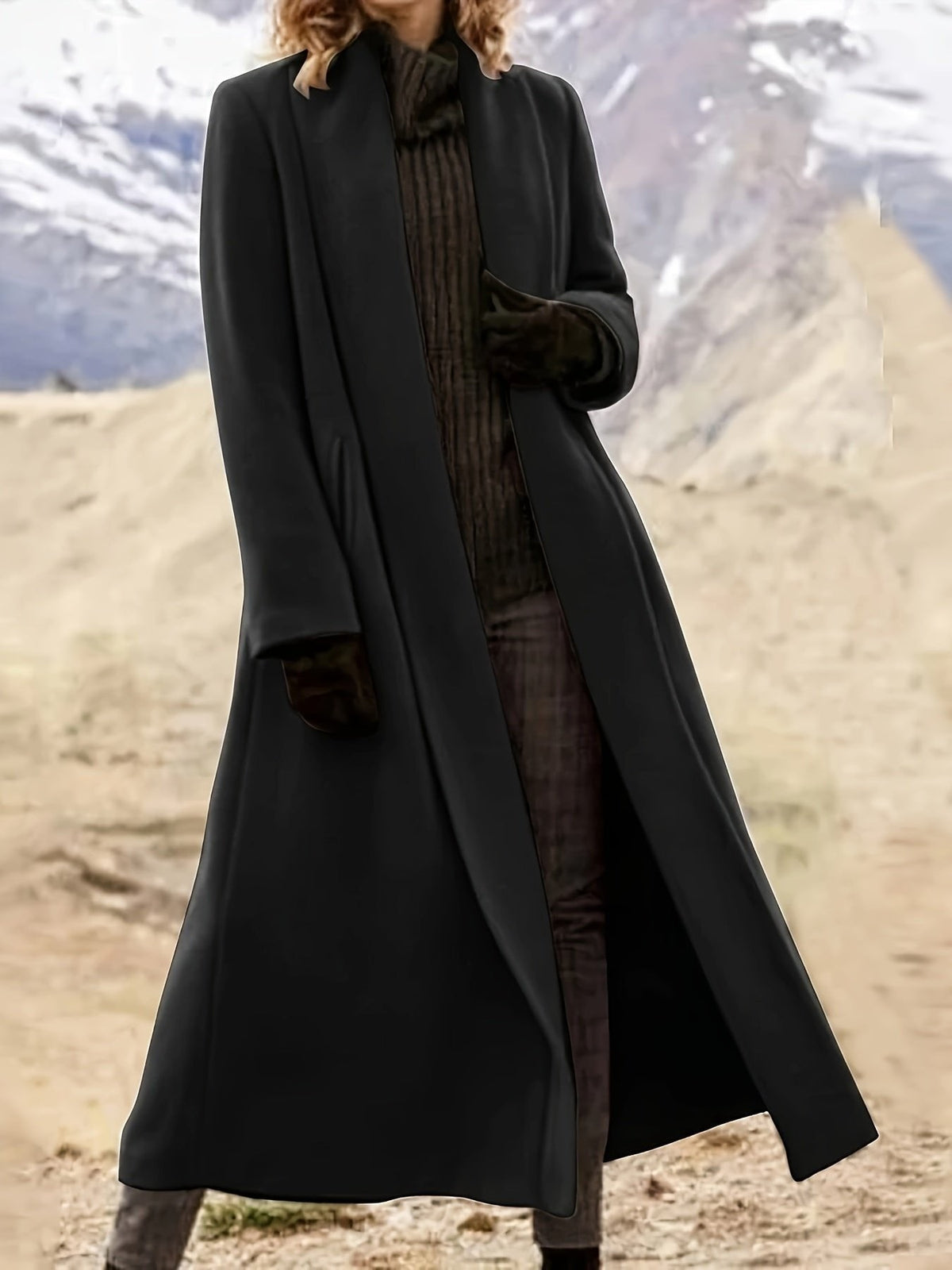 Trench long fluide et élégant, manteau oversize pour femme