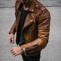 Veste aspect cuir homme, coupe ajustée, fermeture éclair