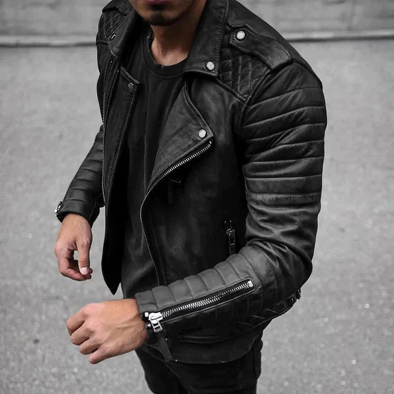 Veste aspect cuir homme, coupe ajustée, fermeture éclair
