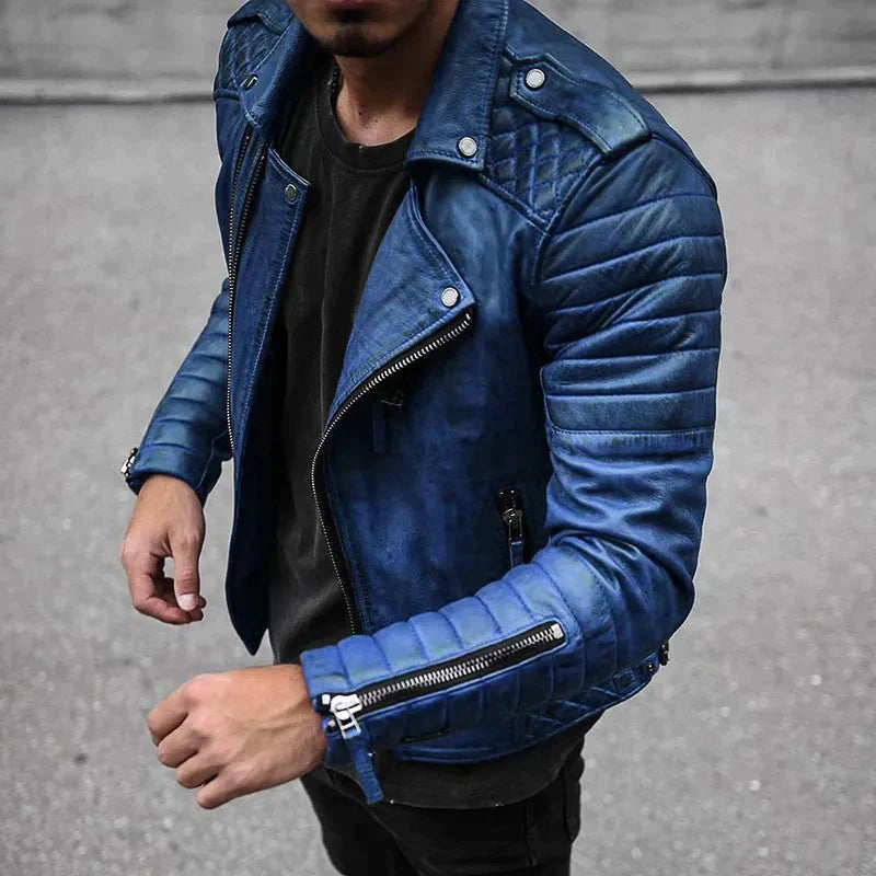 Veste aspect cuir homme, coupe ajustée, fermeture éclair