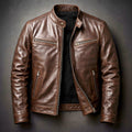 Veste aspect cuir homme motard vintage matelassée à fermeture zippée