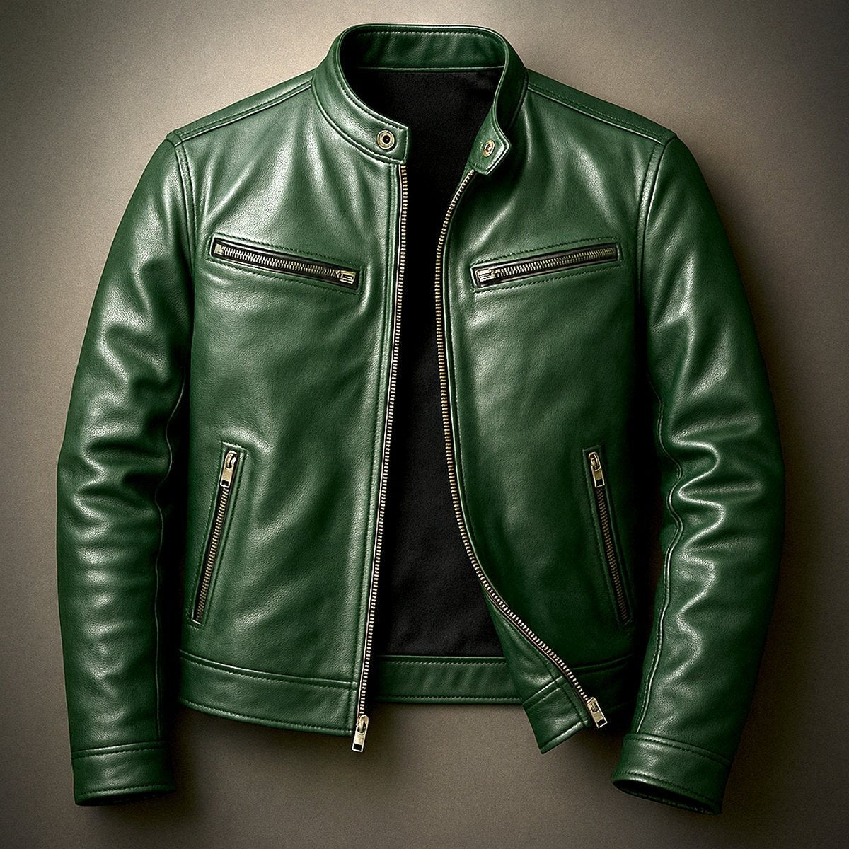 Veste aspect cuir homme motard vintage matelassée à fermeture zippée