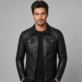 Veste aspect cuir vintage pour homme