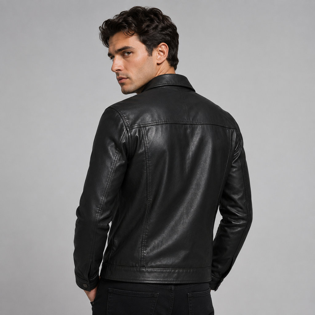 Veste aspect cuir vintage pour homme