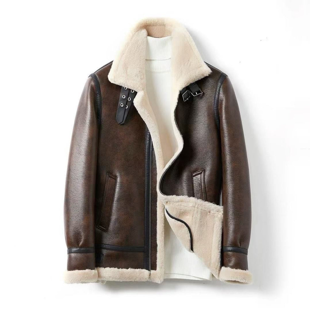 Veste aviateur en simili cuir avec doublure shearling pour homme