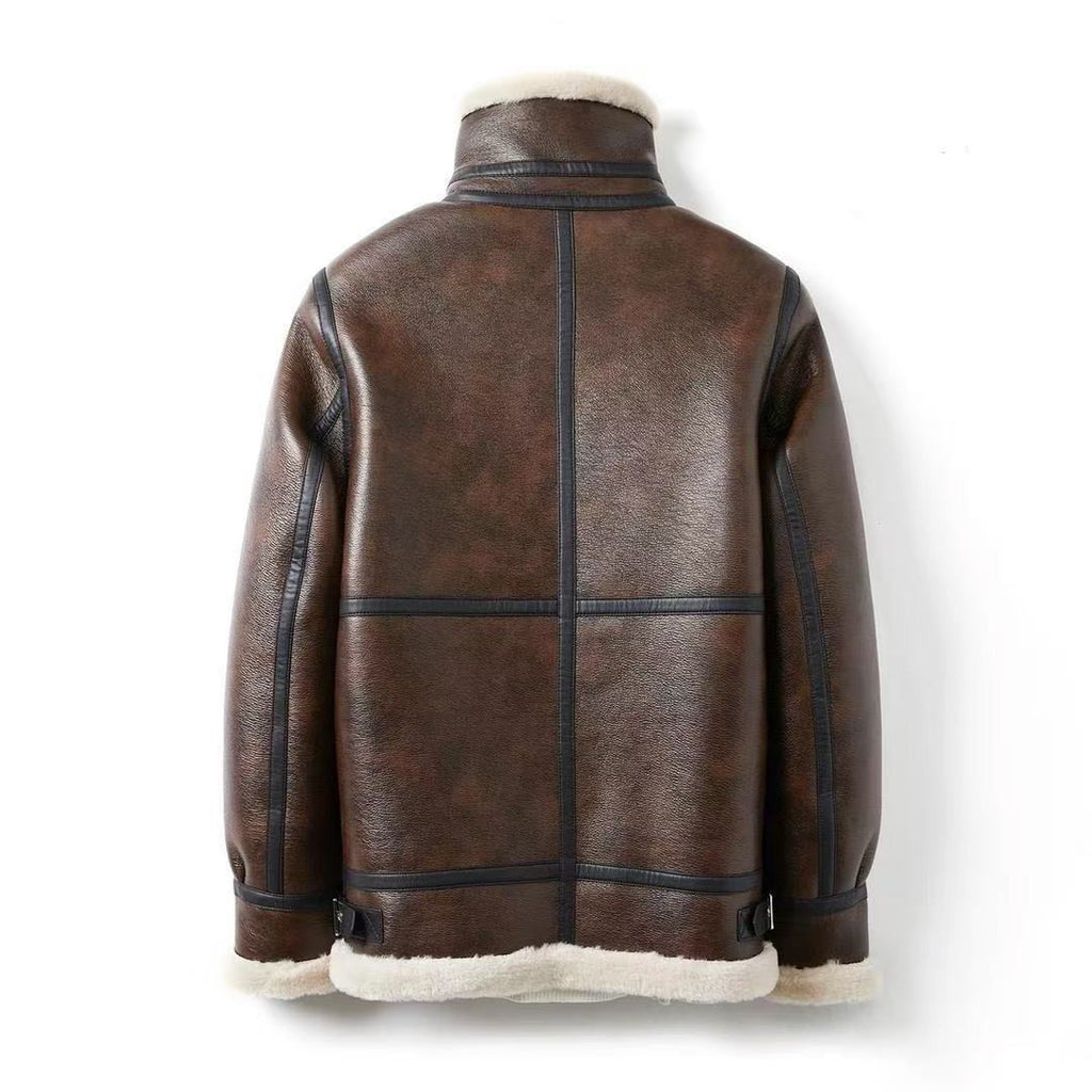 Veste aviateur en simili cuir avec doublure shearling pour homme