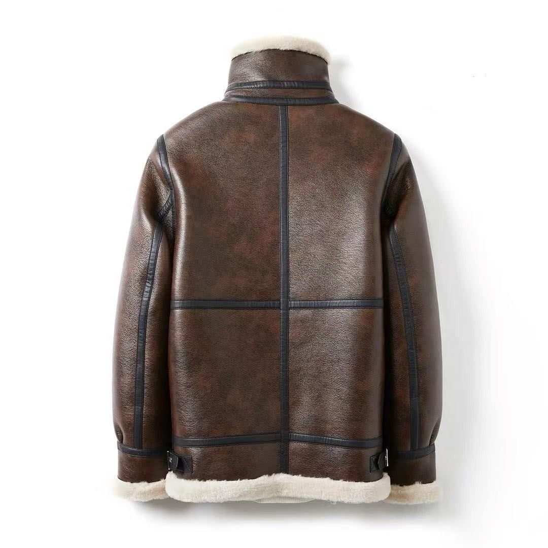 Veste aviateur en simili cuir avec doublure shearling pour homme