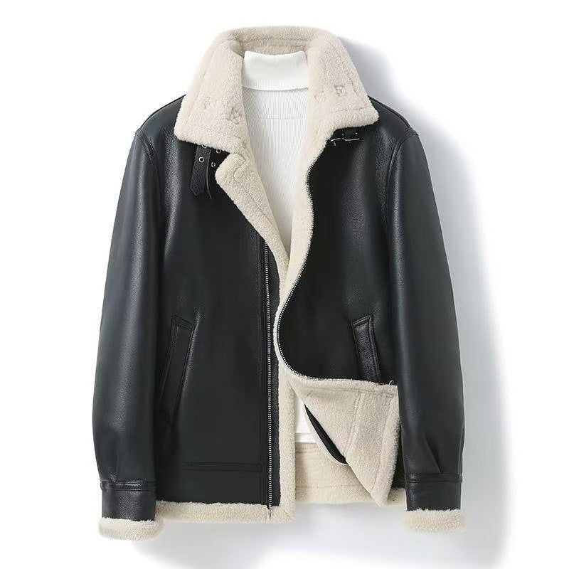 Veste aviateur en simili cuir avec doublure shearling pour homme