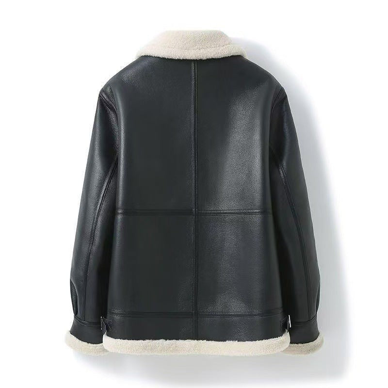 Veste aviateur en simili cuir avec doublure shearling pour homme